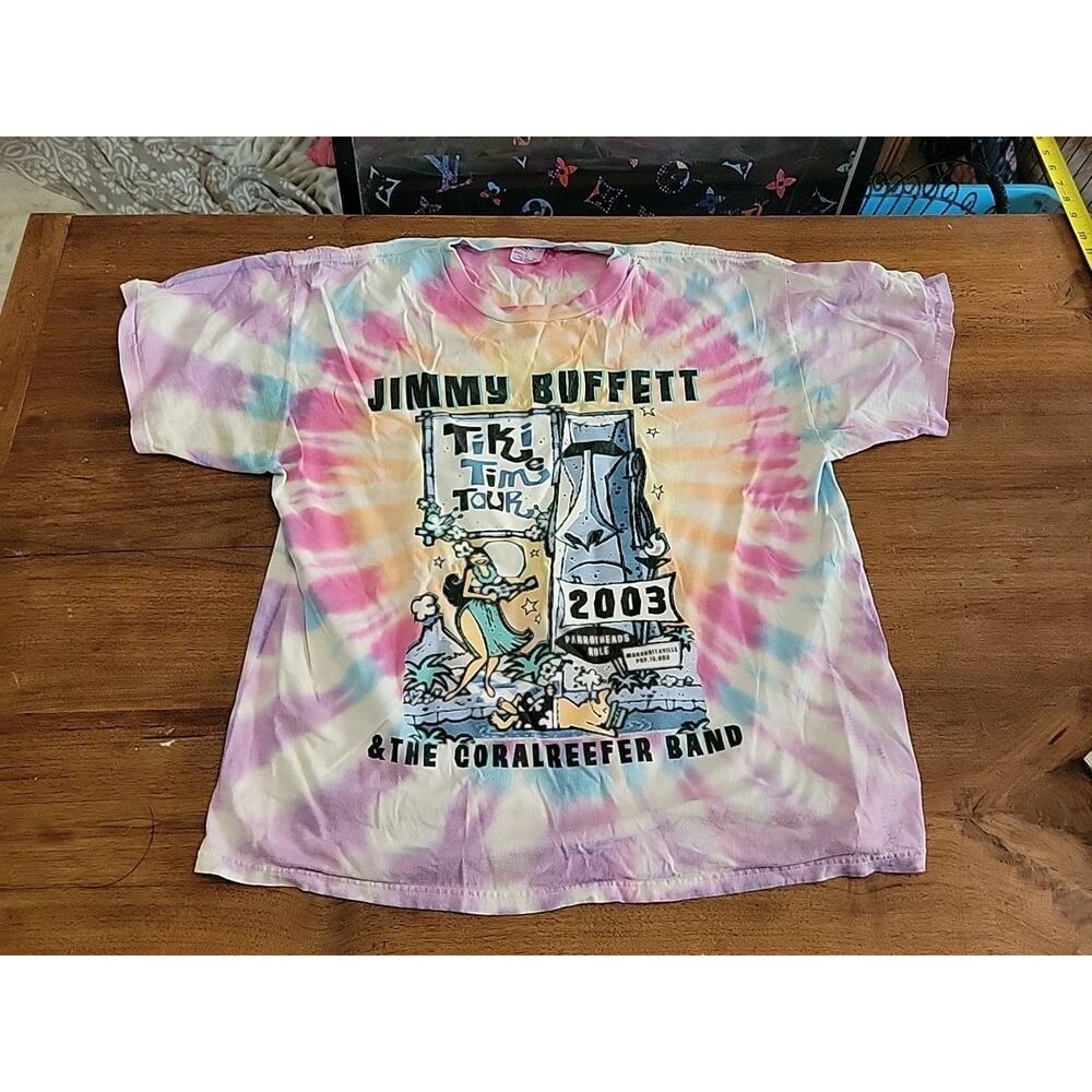 Vintage Y2K Jimmy Buffett 2003 Tiki Time Tour Tie Dye Shirt Mens Size XL